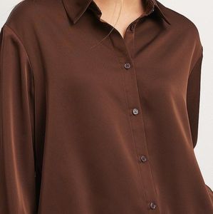Custom <span class=keywords><strong>Plain</strong></span> Color Damen Langarm Luxus Seiden pyjama Set 2 Stück Damen Pure Silk Satin Pyjamas Brown Ladies 100% Seiden pyjamas - Product Image 4