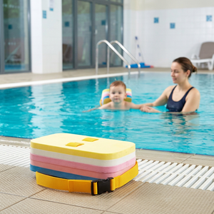 Planche flottante en mousse EVA pour enfants avec sangle réglable, couleurs jaune, rose, bleu, blanc, aide à la natation - Product Image 1
