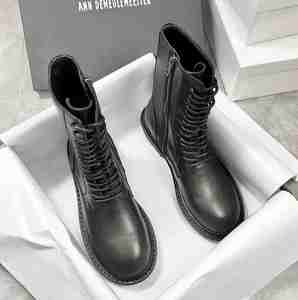 La primera capa de zapatos de cuero botas de cuero de las mujeres salvajes Inglaterra viento de alta ayuda tubo de motocicleta Caballero botas de mujer zapatos - Product Image 3