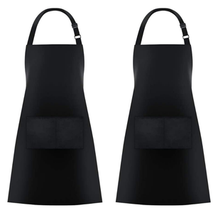 <span class=keywords><strong>Delantal</strong></span> de poliéster para adultos con bolsillo, de alta calidad, económico, con diseño personalizado, de algodón, para jardinería, cocina, limpieza, color negro. - Product Image 1