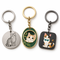 Porte-clés rond personnalisé avec logo de chat, en métal durable, vente en gros, promotionnel, souvenir, fournisseur en gros, fabricant