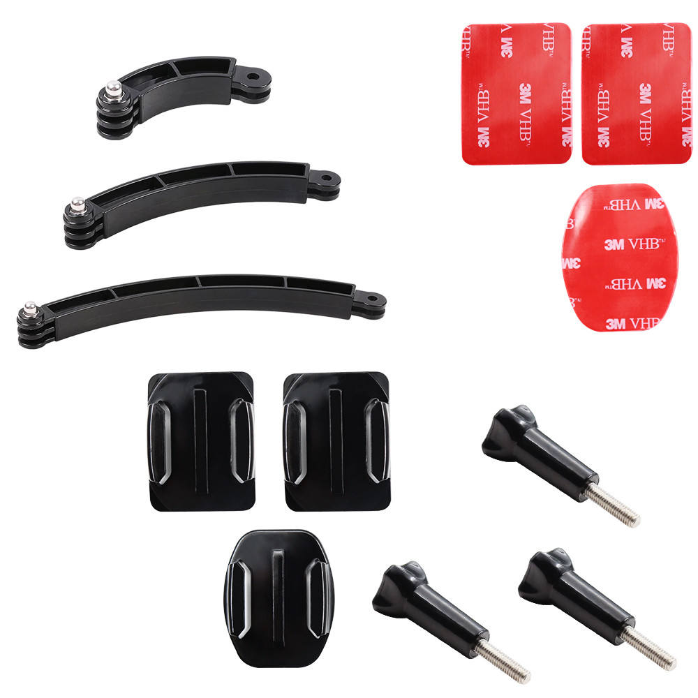 3 Way Mount Helmet Extension Arm Curved Pole Selfie Stick for GoPro Go Pro 11 10 9 8 7 SJCAM Xiaomi Yi 4K DJI Camera Accessories