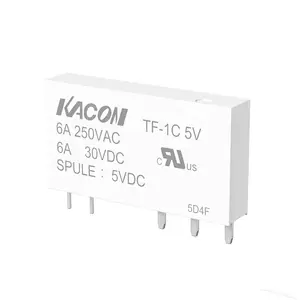 KACON PLC 6.2mm 딘 레일 초박형 릴레이 소켓 DC5V 24V 30V 중간 릴레이 모듈 TF-1C 24v