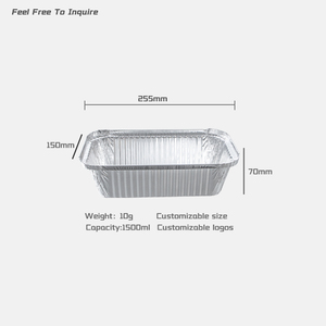 Contenants en <span class=keywords><strong>aluminium</strong></span> de haute qualité, écologiques, pour plats à emporter, avec couvercle en plastique PP, hermétiques, de qualité alimentaire, en forme de plateau rectangulaire - Product Image 2