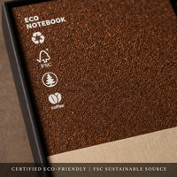 Ensemble de carnets écologiques en papier recyclé et en grains de café recyclés avec boîte cadeau imprimée UV et logo personnalisé