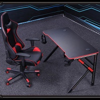 Acheter Grand Bureau de Jeu LED Électrique Sur Pied en Métal Noir pour Ordinateur Portable PC, Ensemble Table de Gamer RGB avec Chaise