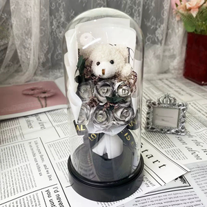 สบู่ดอกกุหลาบพรีเมียม 2026 พร้อมฝาครอบแก้วใส ดอกยิปโซฟิลลาแห้ง ขนาด 40 ซม. ของขวัญโฟมสำหรับคริสต์มาสและวันวาเลนไทน์ - Product Image 6