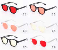 Gafas Redondas Vintage Finewell 28039 con Protección Anti Luz Azul, Lentes Amarillas y Rojas, Montura Transparente, Gafas Ópticas Retro para Hombre y Mujer