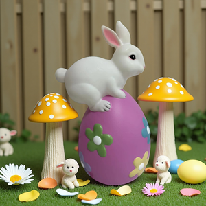 Wholesale Reversible Plastic PP Outdoor Garden Statue Easter Bunny Hare Decor with Egg Rabbit Ornaments Animal Patterned Decor - Product Image 4