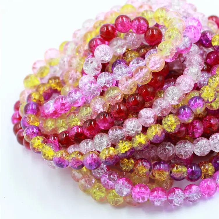 BRICOLAGE perles matériel bicolore cristal fissure ronde perle verre explosif bijoux perles en vrac