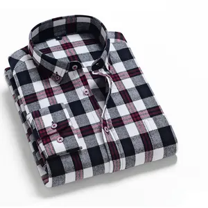 OEM/ODM 2024 diseño de moda camisas hombre manga larga personalizada al por mayor manga larga para hombre Camisa de franela a cuadros
