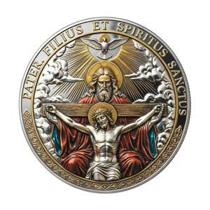 Moneta Commemorativa <span class=keywords><strong>Deus</strong></span> Est Lux Aeterna, Artigianato in Metallo, Decorazione a Tema Padre Figlio Spirito Santo, Regalo da Collezione - Product Image 2