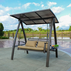 Silla Columpio Doble <span class=keywords><strong>de</strong></span> Metal <span class=keywords><strong>de</strong></span> Nuevo <span class=keywords><strong>Diseño</strong></span>, <span class=keywords><strong>Muebles</strong></span> <span class=keywords><strong>de</strong></span> Jardín para Exteriores con Toldo - Product Image 5