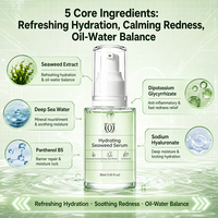 Sérum pour le visage à l'extrait d'algues OEM avec hyaluronate de sodium et panthénol B5, formule hydratante à absorption rapide, 30 ml