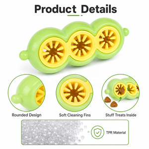 Jouet à mâcher pour chien en forme de coquille de pois, jouet distributeur de friandises, jouet de puzzle, nettoyage dentaire, jouet de dentition en silicone TPR pour chiens de petite à grande taille - Product Image 2