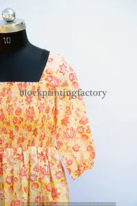 Inde main bloc coton longue robe personnalisé mariée mariage lune de miel robe cadeau été porter imprimé floral robe cadeau pour elle - Product Image 3