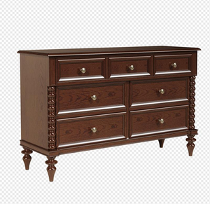 Commode moderne en bois de chêne blanc d'Amérique du Nord avec pieds en forme de boule noirs, commode de chambre à coucher contemporaine, finition noire ou brune - Product Image 2