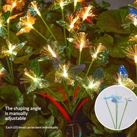 Lampe solaire extérieure à fibres optiques en forme de papillon, best-seller transfrontalier, colorée, pour jardin, paysage, décorative, à poser au sol/gazon