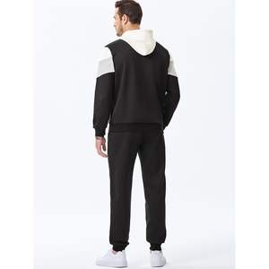 Custom Men's XXL Hoodie Tracksuit Long Sleeve Casual Pullover <b>Fleece</b> <b>Sweatshirt</b> with Novelty Color Block for Jogging - Product Image 2