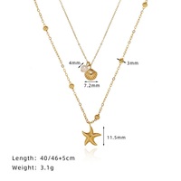 INS Style Deux Couches Étoile De Mer Colliers Plaqué Or En Acier Inoxydable Poire Shell Perlé Chaîne Collier En Gros