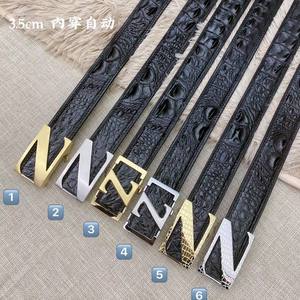 Ceinture en cuir pour homme avec boucle en acier, style crocodile, pour affaires et loisirs, durable, plusieurs options de boucles - Product Image 2