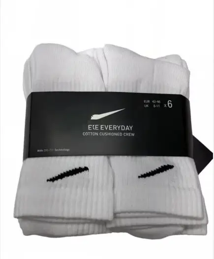Wholesale high quality white athletic running sock cotton branded sport cushion crew socks white labal