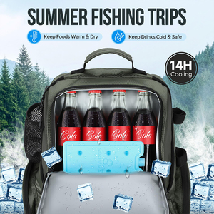 45L Waterproof Fishing Backpack Two Layer Polyester Rod Holder <b>Cooler</b> Bag Outdoor Camping Hiking <b>Pack</b> - Product Image 5