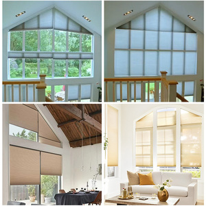 Hình dạng đặc biệt cơ giới điện không thường xuyên tổ ong rèm cửa sổ Pin hoạt động Tam giác di động Shades - Product Image 5