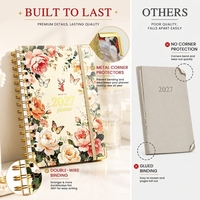 Organiseur personnalisable 2027 avec couverture en tissu/PP, planificateur de gestion du temps, une page par jour, reliure spirale