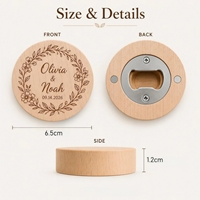 Ouvre-bouteille rond gravé sur mesure, ouvre-bouteille en bois personnalisé, cadeau pour témoin de mariage, cadeaux pour invités de mariage