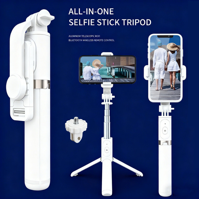 DODOUP Wireless Bluetooth-compatible Selfie Stick Foldable Mini Tripod Shutter Remote Control for Ios Android