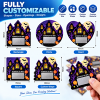 Cartes à gratter amusantes pour Halloween, anti-transparence, en papier épais, forme et taille personnalisées, pour révélation de prix de jeu