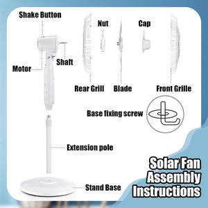 Carga solar eficiente para interiores de 16 pulgadas Silencioso Cuatro adaptadores de velocidad del viento Carga 12V Ventilador solar - Product Image 5