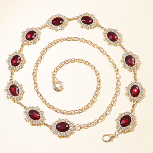 Cadena de cintura de metal con cristales de colores, diseño geométrico, cadena corporal de moda para fiestas, para mujer, con engaste de bisel de aleación de zinc dorada. - Product Image 4