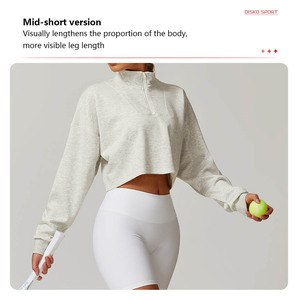 XW-DWY8883 Wholesale Half Zip Long Sleeve Yoga Clothes <strong>Women</strong> <strong>Loose</strong> Sweater Breathable <strong>Gym</strong> Fitness Overcoat Workout Clothing
