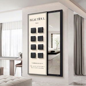 <span class=keywords><strong>Specchio</strong></span> <span class=keywords><strong>a</strong></span> Figura Intera Scorrevole Nascosto, Decorazione Murale <span class=keywords><strong>per</strong></span> <span class=keywords><strong>Ingresso</strong></span> 2025, Stile Instagram con Intaglio 3D in Legno Naturale - Product Image 3