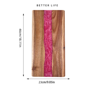 Tendance de Noël <span class=keywords><strong>Plateau</strong></span> de service <span class=keywords><strong>rectangulaire</strong></span> en résine époxy Planche à découper Bois d'acacia Charcuterie Pain Hacher Tranchage Planche à <span class=keywords><strong>fromage</strong></span> - Product Image 2