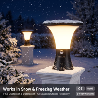 Lampe solaire à pilier IP65 avec capteur et télécommande 3000K 4000K 6000K tout-en-un pour éclairage extérieur de colonnes de jardin