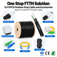 Câble Fibre Optique FTTH Extérieur UKCC GJYXFCH FRP avec Impression Personnalisée, Bande Colorée et Emballage
