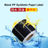 Papier synthétique PP noir auto-adhésif 60x40 70x50 imperméable et résistant aux déchirures, ruban d'impression à encre blanche, papier d'étiquetage par transfert
