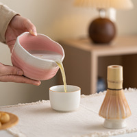 Bol à Matcha Classique en Porcelaine Fine 500ml à Bordure Florale, Ensemble Cérémonie du Thé Matcha Japonais, Écologique et Résistant à la Chaleur - Vente Chaude
