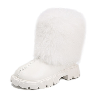 Bottes d'hiver chaudes en fausse fourrure mi-mollet à semelle épaisse pour enfants, bottes de neige pour filles, bottes d'hiver pour enfants - Product Image 1