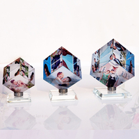 Cubo de cristal para regalo de boda, marco de foto en blanco para sublimación, impresión por transferencia de calor