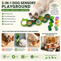 Tapis à lécher pour chiens et chats NicePets Caterpillar Slow Feeder |   Tapis d'enrichissement à 7 zones en silicone de qualité alimentaire |   Anti-étouffement