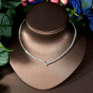 New 4 Piece <b>Cubic</b> <b>Zirconia</b> Set Fashion Necklace Earrings Bridal Wedding Elegant Ladies Party Jewelry Gift S-20 - Product Image 4