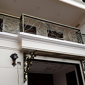 Rampe de balcon classique en fer forgé, balustrades décoratives extérieures pour balcon, style métallique élégant, structure durable - Product Image 4