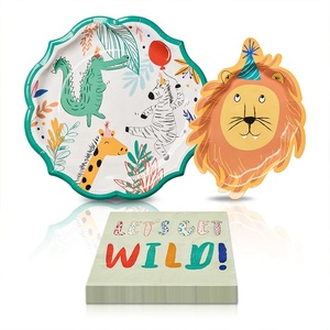 Assiettes en papier jetables DAMAI en gros sur le thème du lion pour fête d'anniversaire des garçons et des enfants, vaisselle de table - Product Image 1