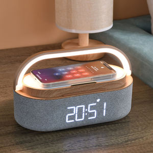 Lámpara de Noche LED Moderna para Dormitorio, Radio FM, Reloj Despertador, Altavoz con Carga Inalámbrica, Batería de 1800 mAh, Plástico ABS, Uso Doméstico - Product Image 2
