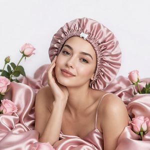 Bonnet de nuit 100% soie de mûrier, bonnet en satin réglable avec certification Oeko-Tex, enveloppement doux pour le soin des cheveux bouclés - Product Image 2