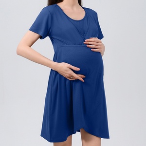 Elegante Vestido <span class=keywords><strong>de</strong></span> Maternidad Estilo Francés, Vestido <span class=keywords><strong>de</strong></span> Lactancia y para Dormir, Transpirable, <span class=keywords><strong>de</strong></span> Poliéster, para Primavera/Verano, Ropa <span class=keywords><strong>de</strong></span> Dormir para Mujer, Postparto, para el Hogar - Product Image 6